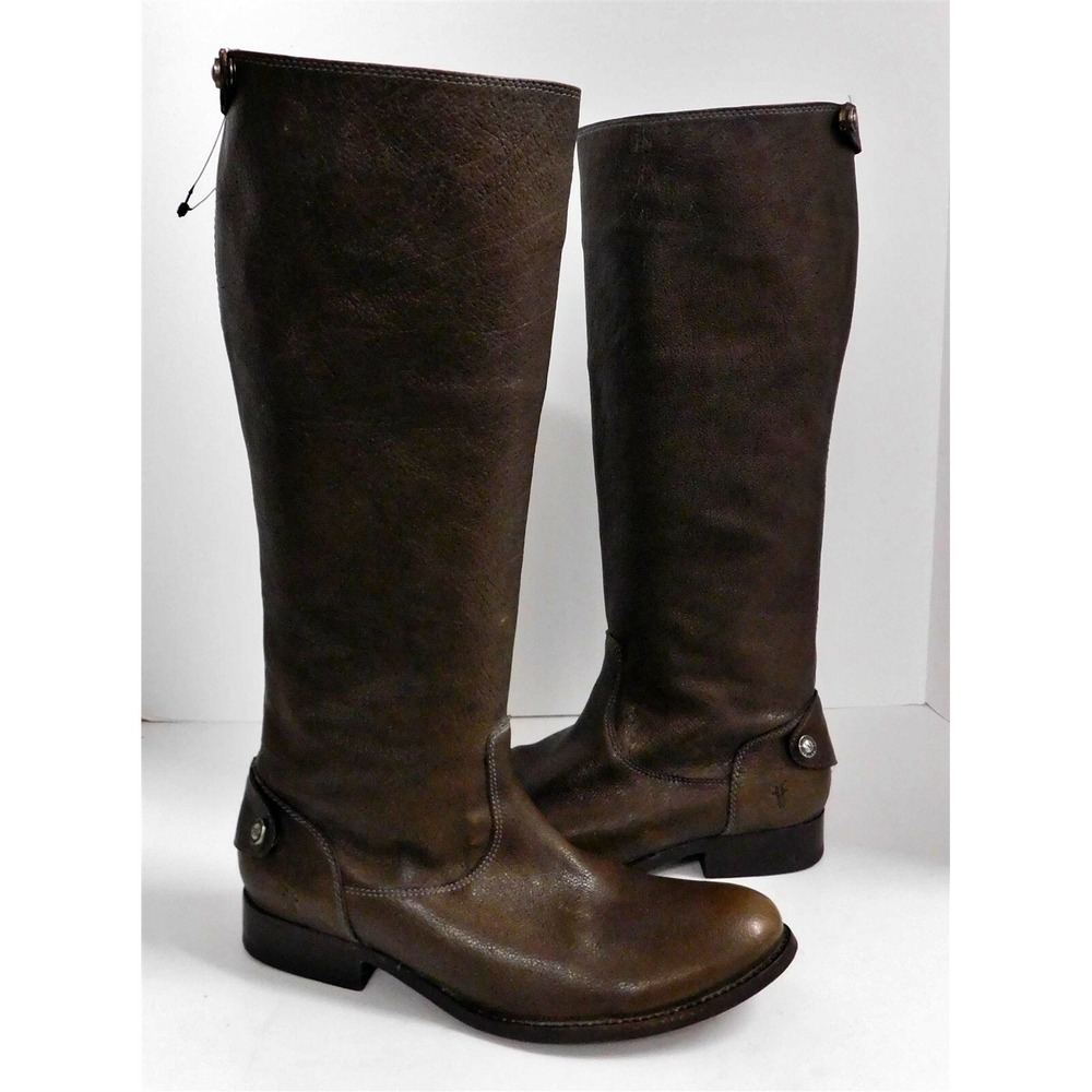 Frye Walnut Brown Leather Back Zip Riding Boots 8.5 B